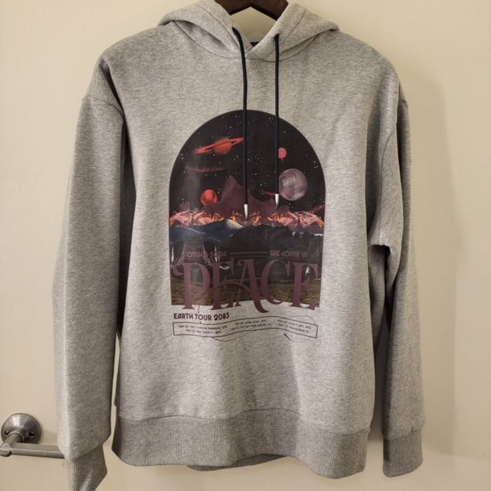 Scotch & Soda Loose fit organic cotton artwork hoodie - Grey Melange